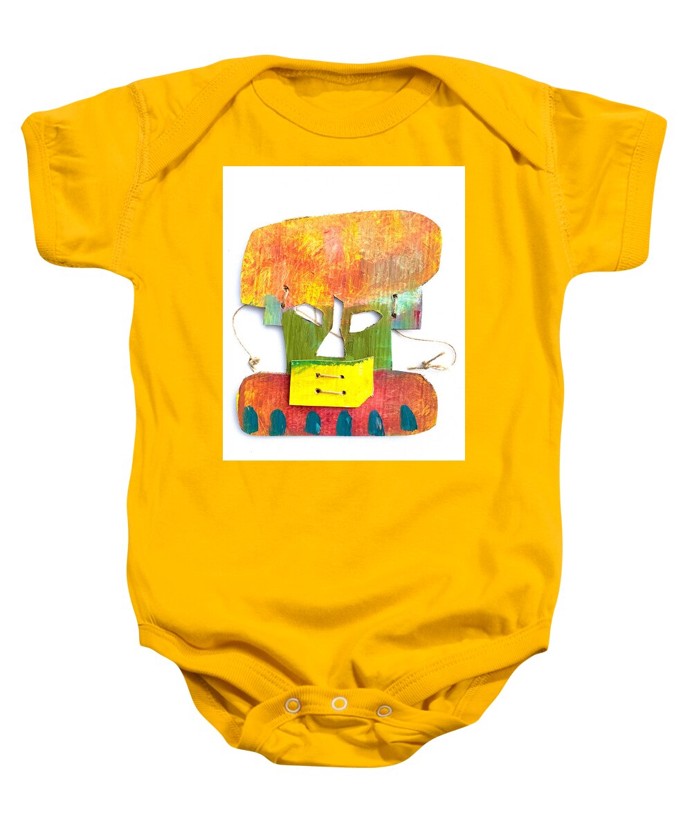Mask Baby Onesie featuring the jewelry Hot Dog Face Mask by Edgeworth Johnstone