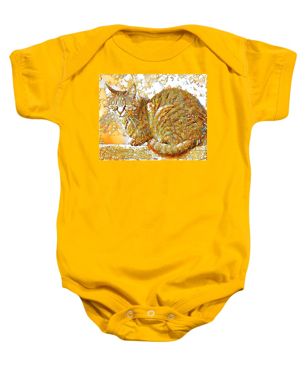 Wingsdomain Baby Onesie featuring the photograph Hugo The Steampunk Cat in Contemporary Vibrant Colors 20200928 v1 by Wingsdomain Art and Photography