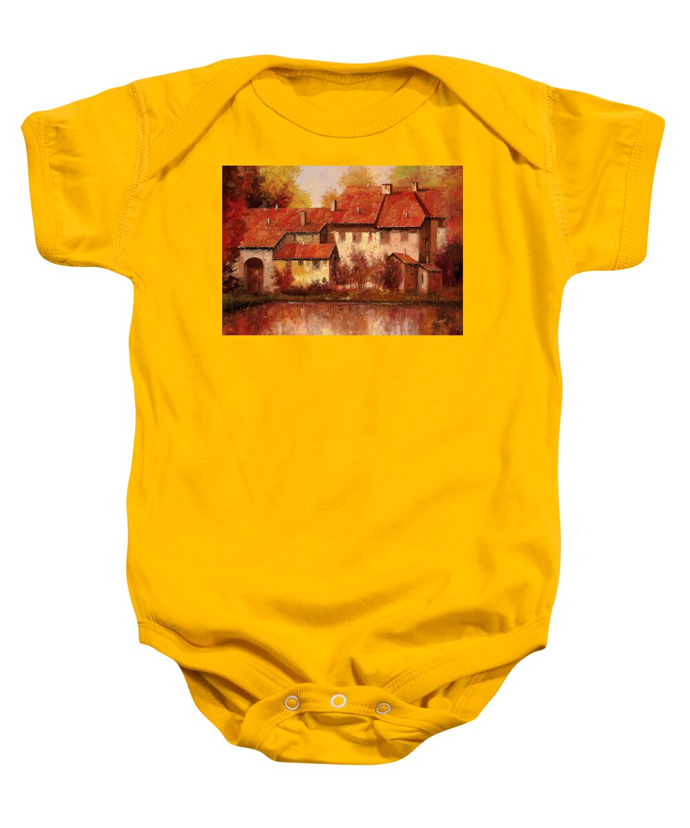 Landscape Baby Onesie featuring the painting Il Borgo Rosso by Guido Borelli