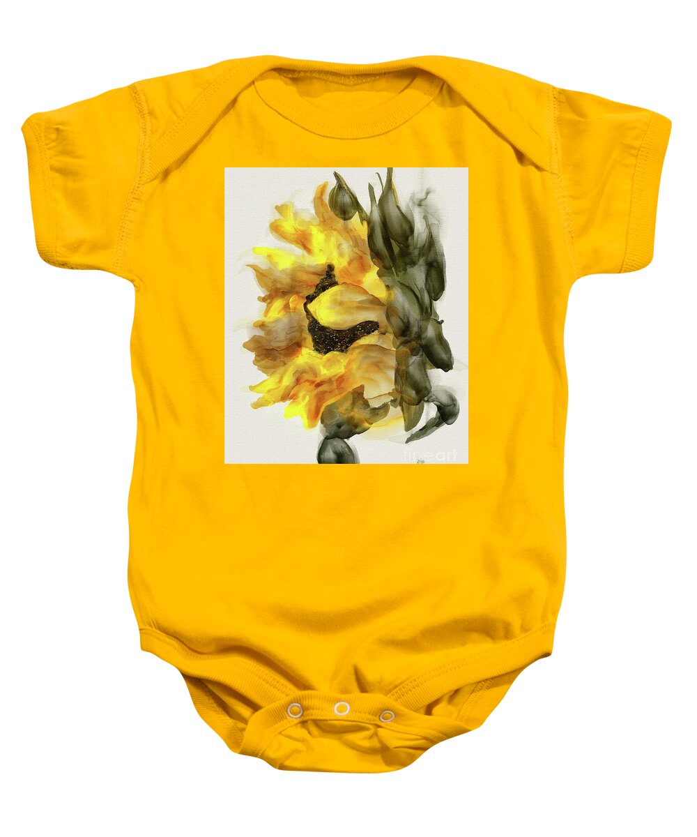 Sunflower Baby Onesie featuring the digital art Sunflower In Profile by Lois Bryan