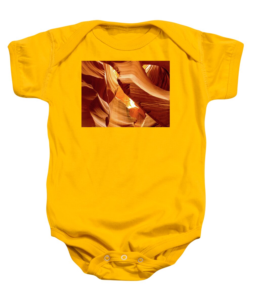 Antelope Canyon Baby Onesie featuring the photograph In The Desert There Is Only Sand - Antelope Canyon. Page, Arizona by Earth And Spirit