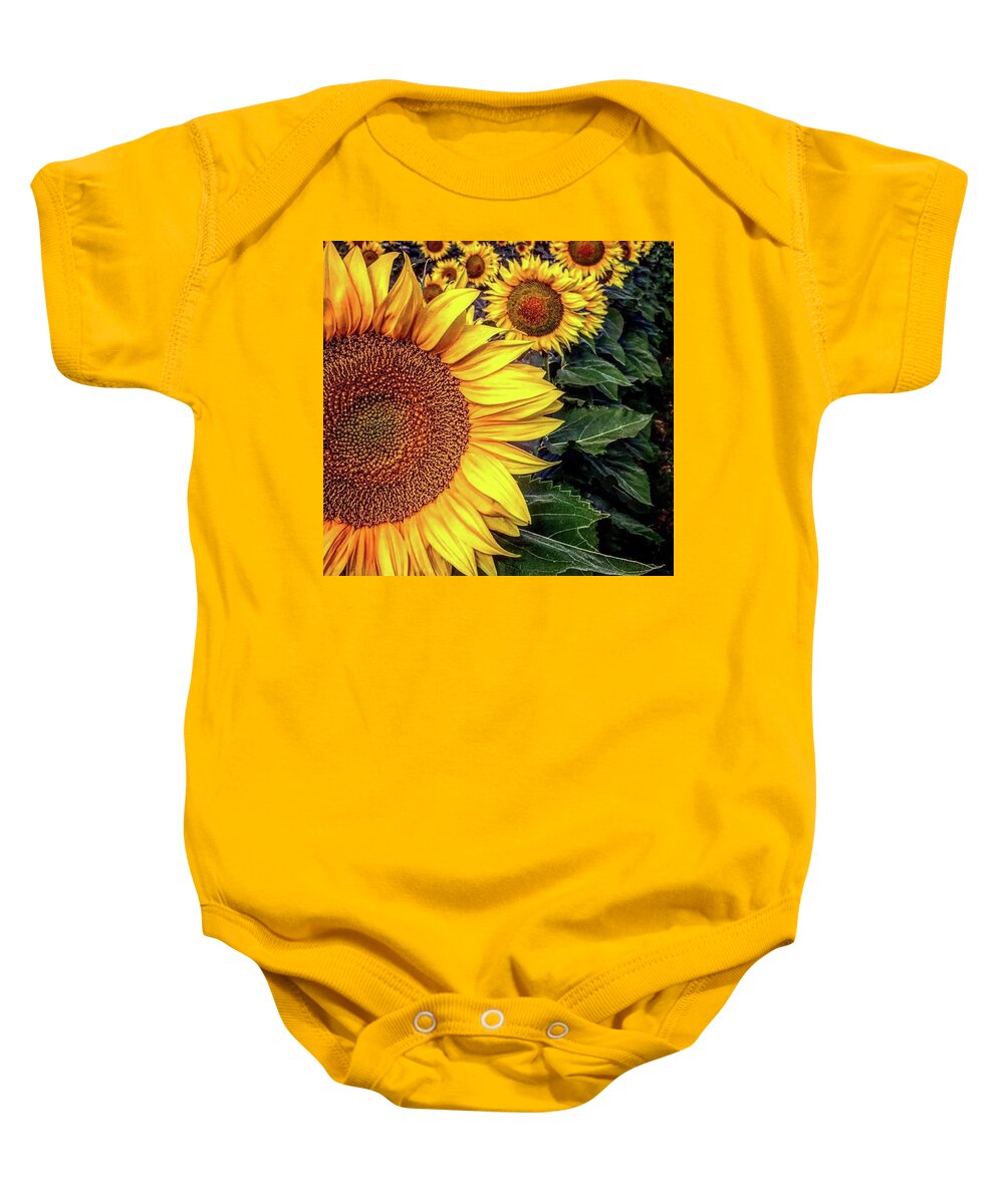 Iphonography Baby Onesie featuring the photograph Iphonography Sunflower 3 by Julie Powell