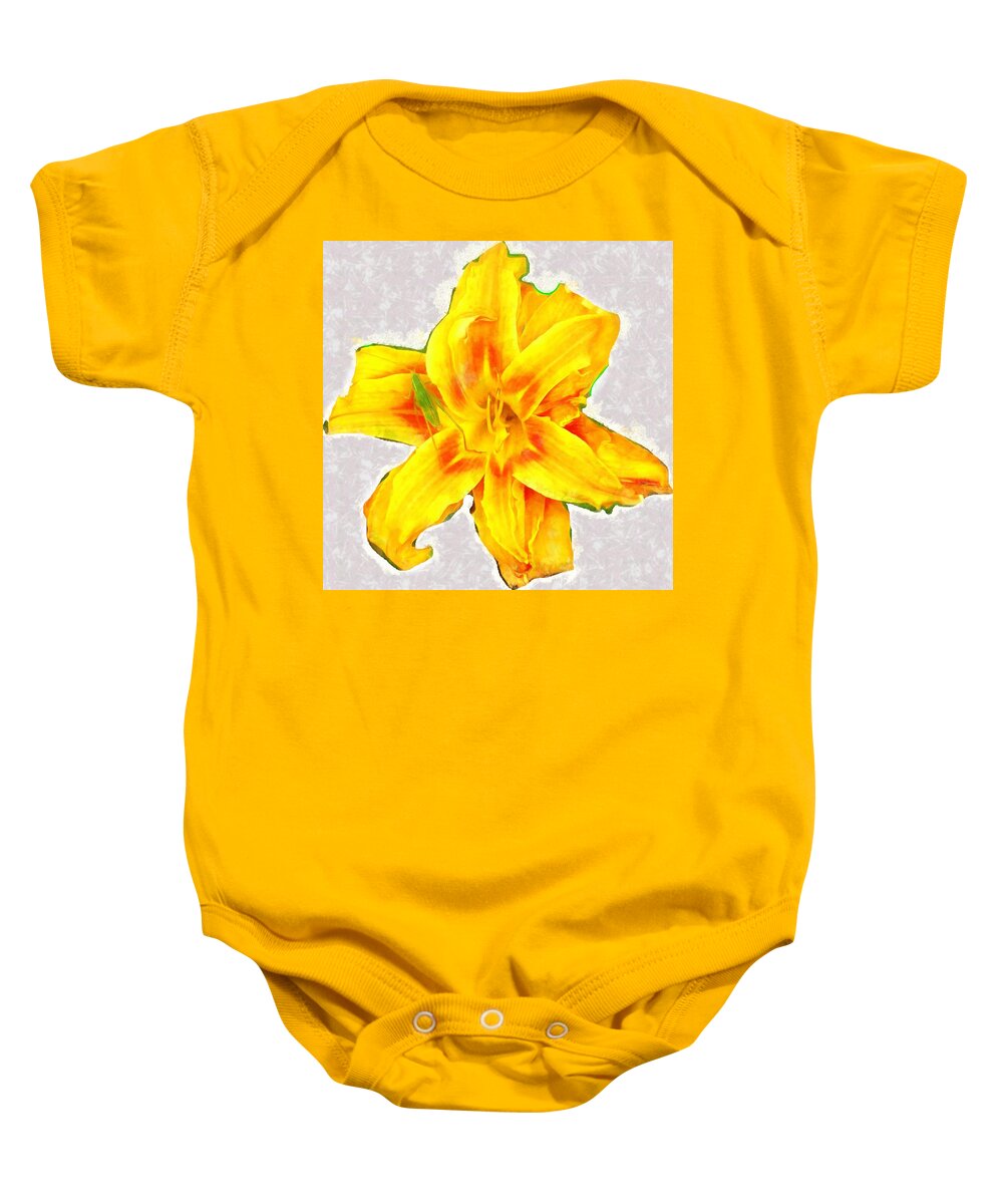 Katydid Baby Onesie featuring the mixed media Katydid on Daylily by Christopher Reed