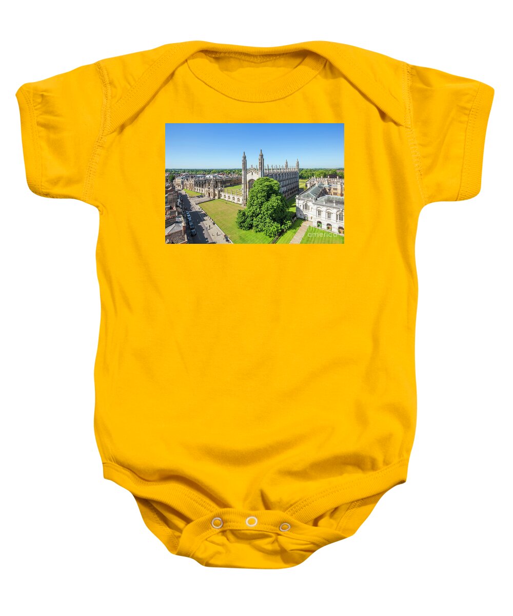 Cambridge Skyline Baby Onesie featuring the photograph Kings college, Cambridge, England by Neale And Judith Clark
