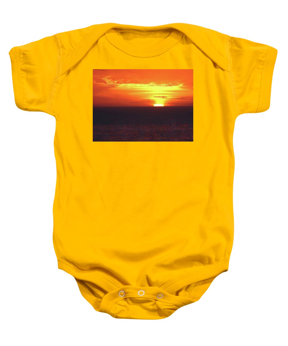 Sunset Baby Onesie featuring the photograph La Jolla Sunset - Orange Skies by Russ Harris