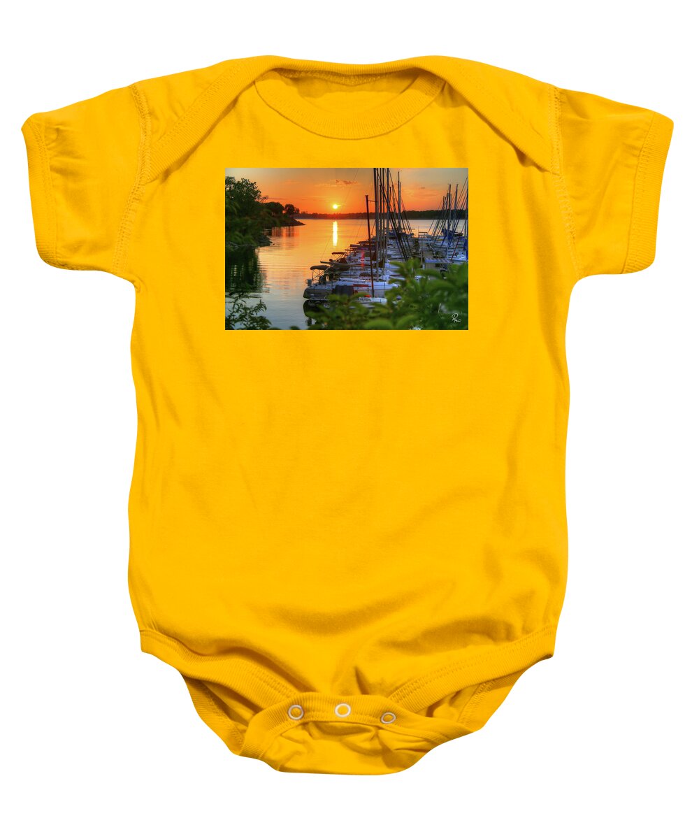Fine Art Baby Onesie featuring the photograph Lakeside Sunset by Robert Harris