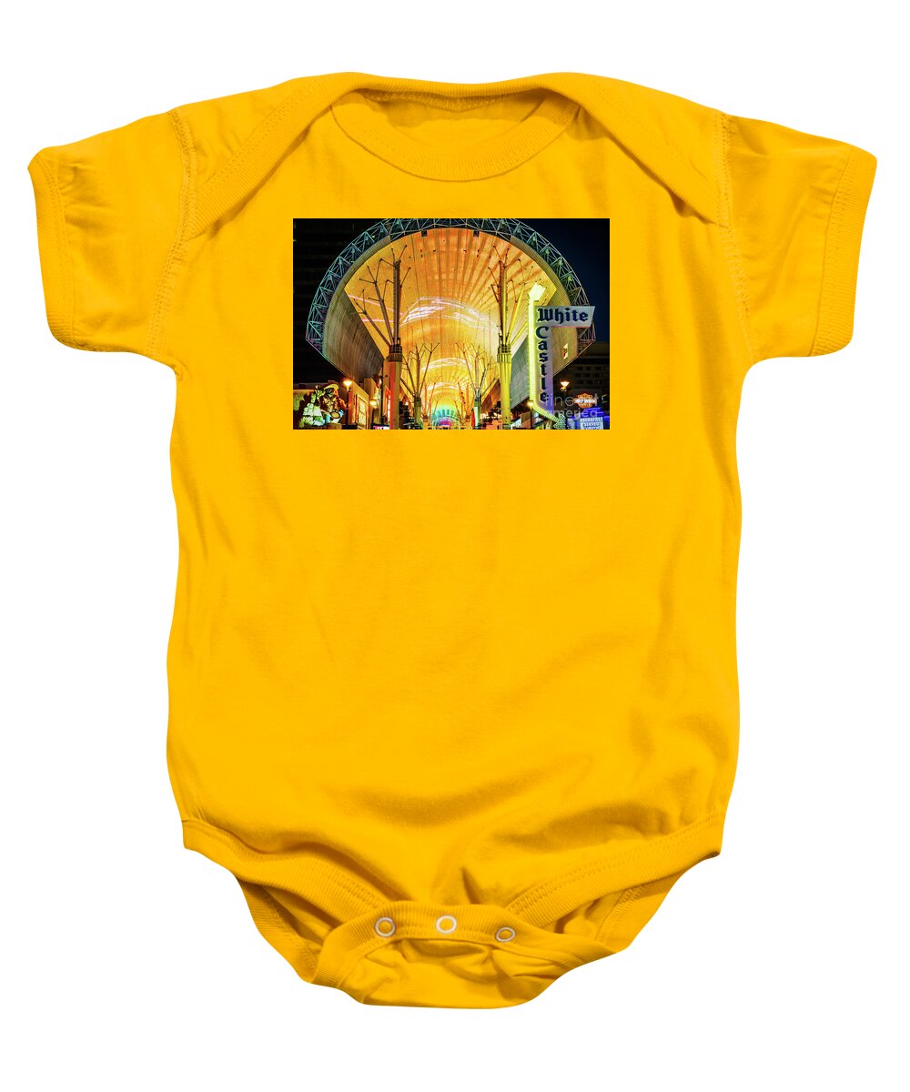 America Baby Onesie featuring the photograph Las Vegas Fremont Street Experience at Night Photo by Paul Velgos
