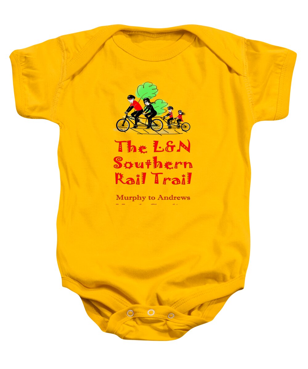 Rail Baby Onesie featuring the digital art LN Southern Rail Trail by Debra and Dave Vanderlaan