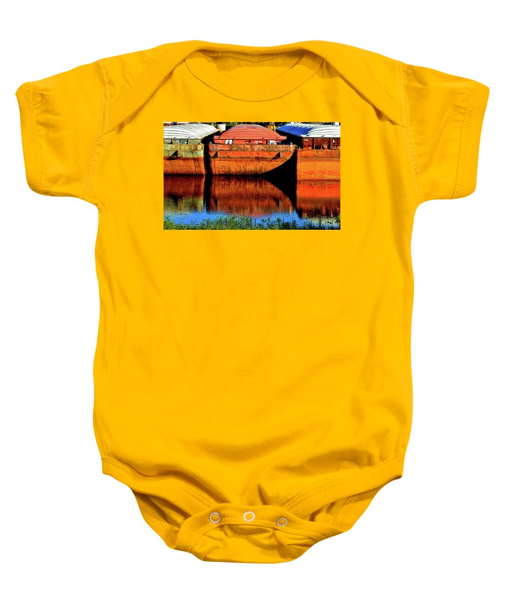 Barges Baby Onesie featuring the photograph Many Miles by Susie Loechler