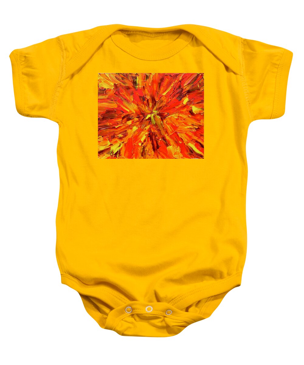 Marigold Baby Onesie featuring the painting Marigold Inspiration 1 by Teresa Moerer