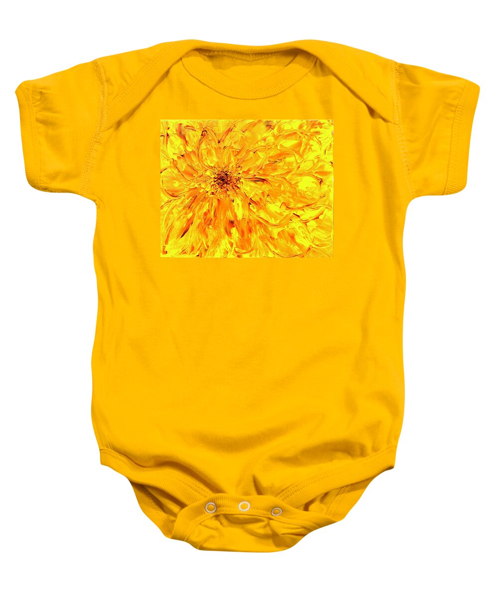 Yellow Baby Onesie featuring the painting Marigold Inspiration 3 by Teresa Moerer