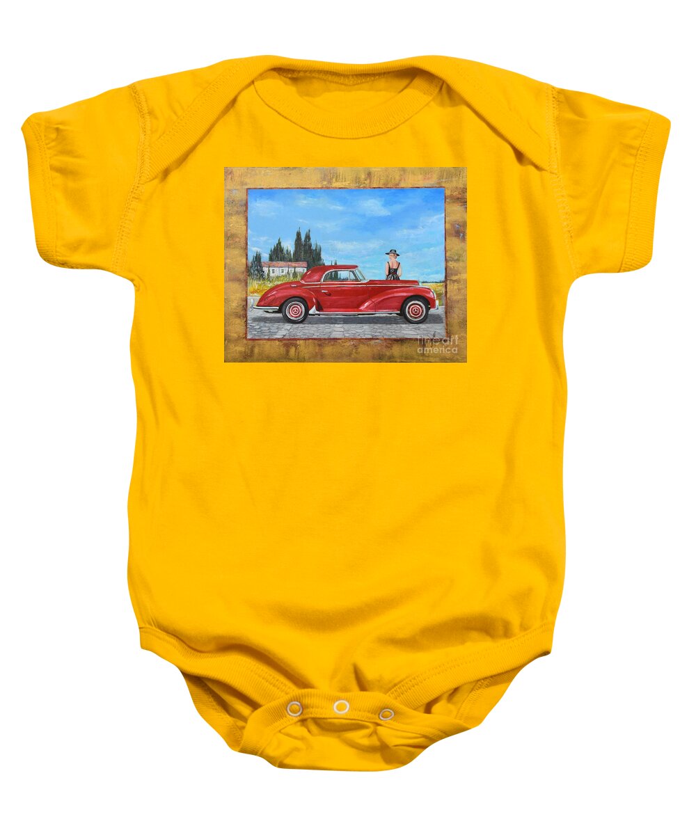 Mercedes-benz 300 Coupe Baby Onesie featuring the painting Mercedes-Benz 300 coupe by Sinisa Saratlic