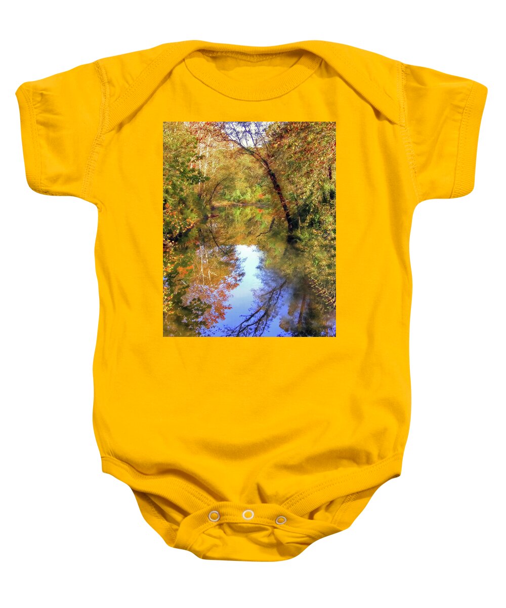 Autumn Baby Onesie featuring the digital art Mirrors Of Autumn by Randall Dill