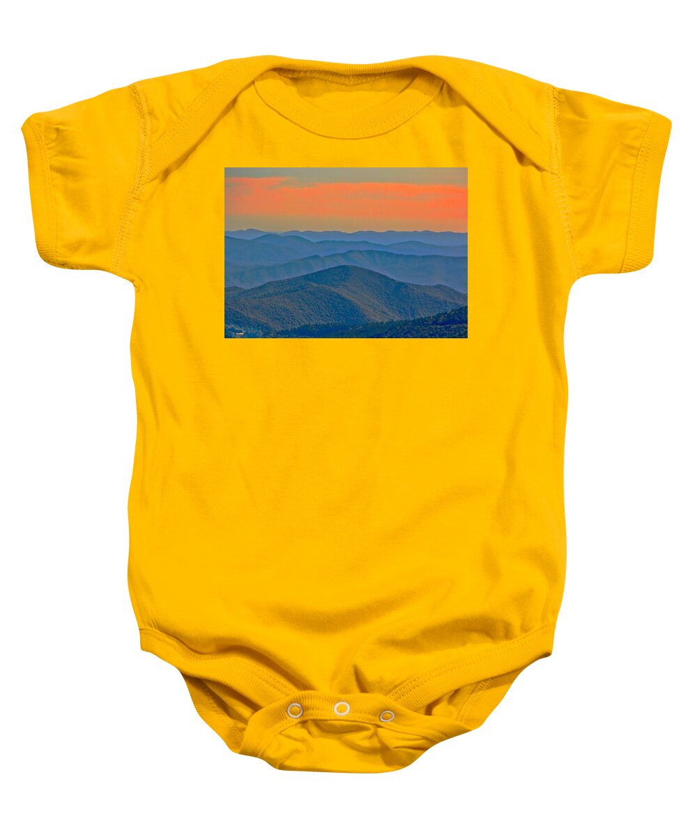 Mountains Baby Onesie featuring the photograph Mountains At Evening by Allen Nice-Webb