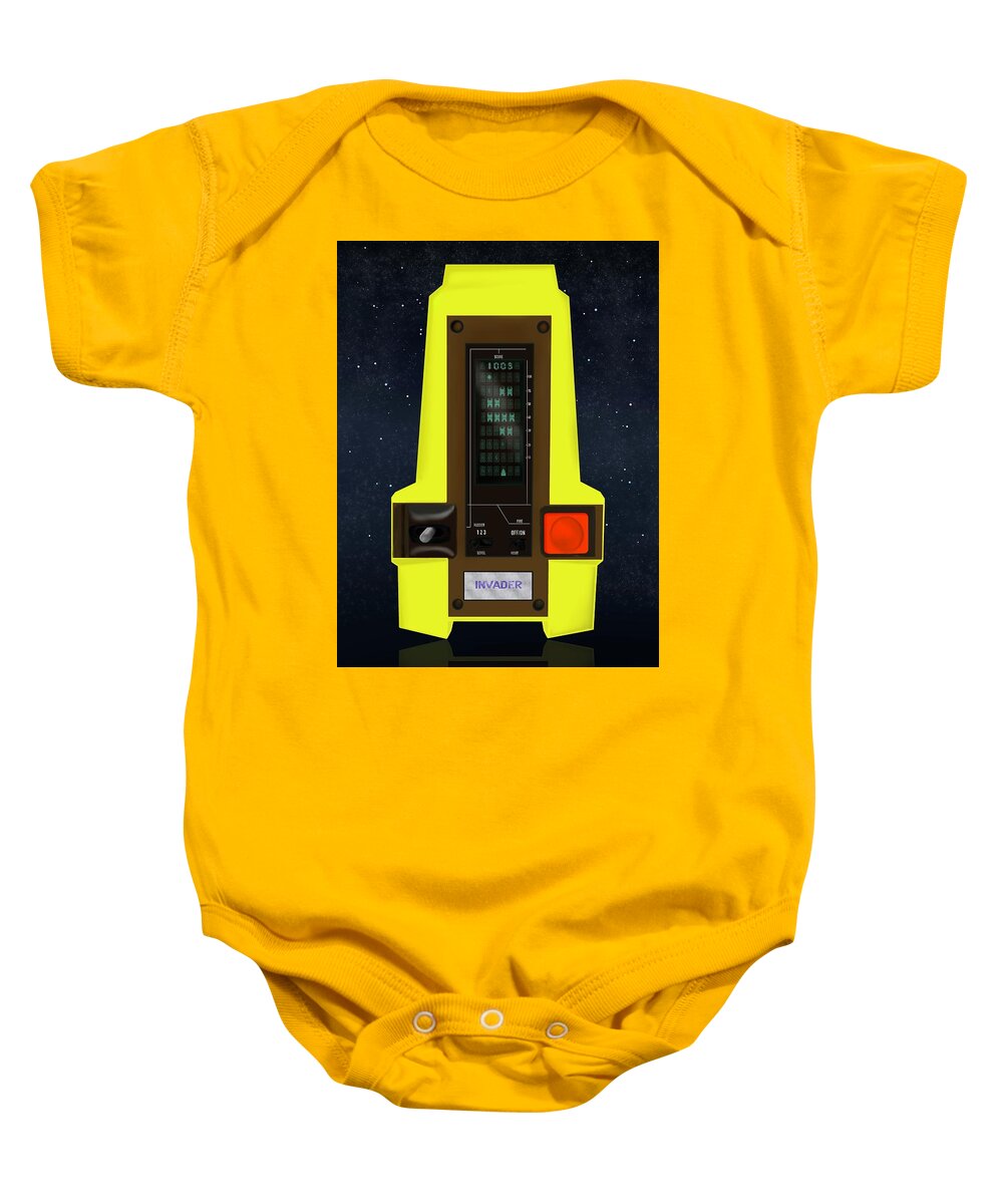 Arcade Baby Onesie featuring the painting Night Invaders by Mark Taylor