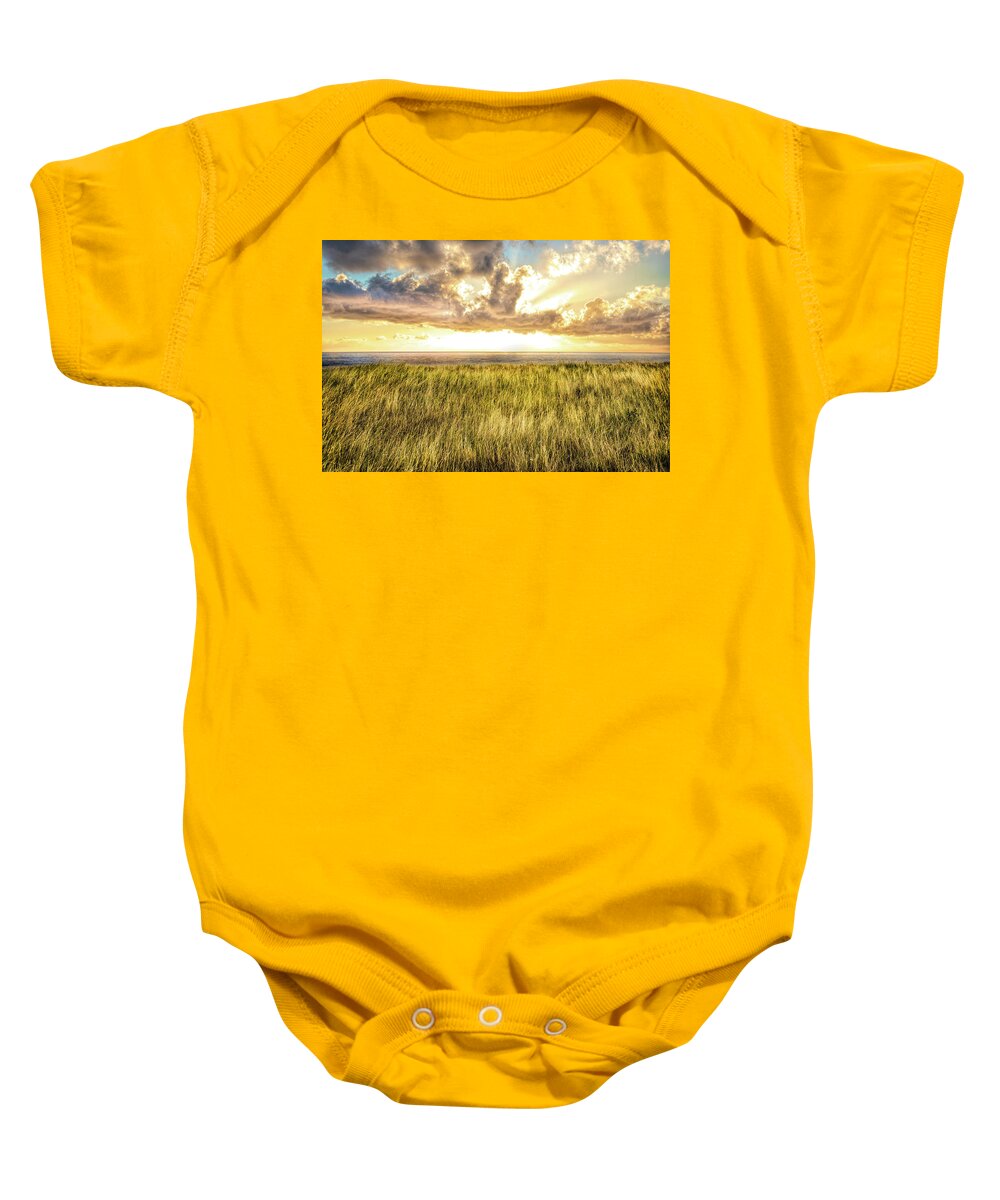 Clouds Baby Onesie featuring the photograph Ocean View along the Coast by Debra and Dave Vanderlaan