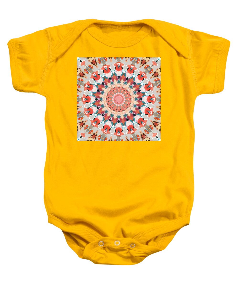 Concentric Digital Artwork Features Several Symmetrical Circles In Hues Of Orange Baby Onesie featuring the digital art Orange Circles by Phil Perkins
