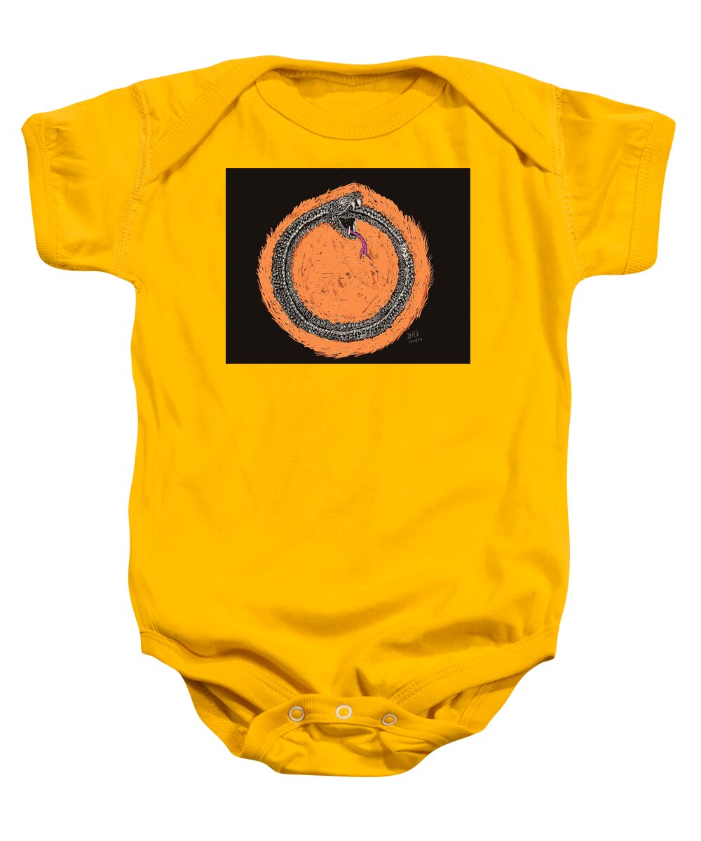Ouroboros Baby Onesie featuring the drawing Ouroboros by Branwen Drew