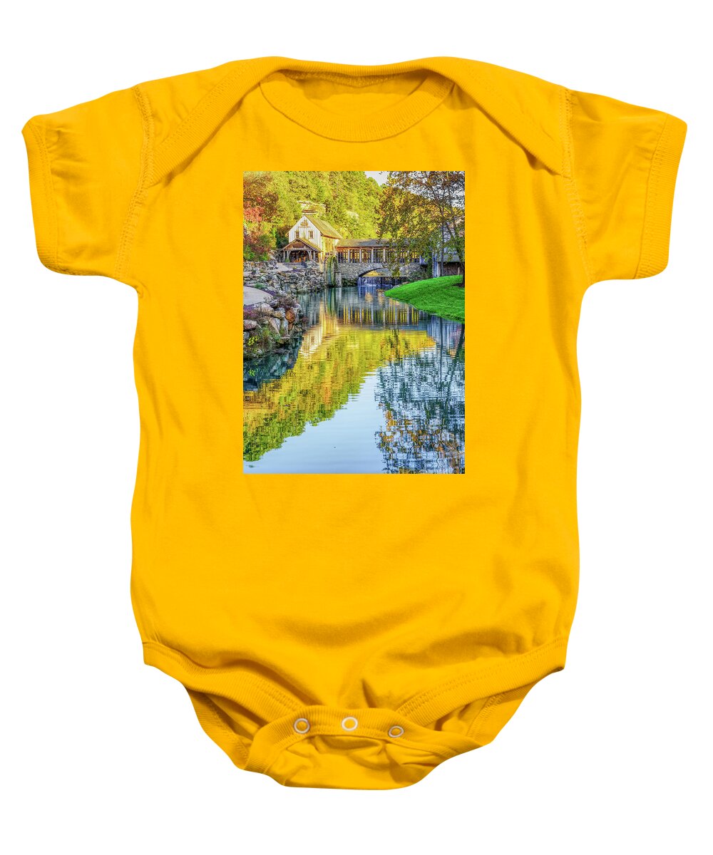Ozarks Baby Onesie featuring the photograph Ozarks Rustic Fall Creek Reflections by Jennifer White
