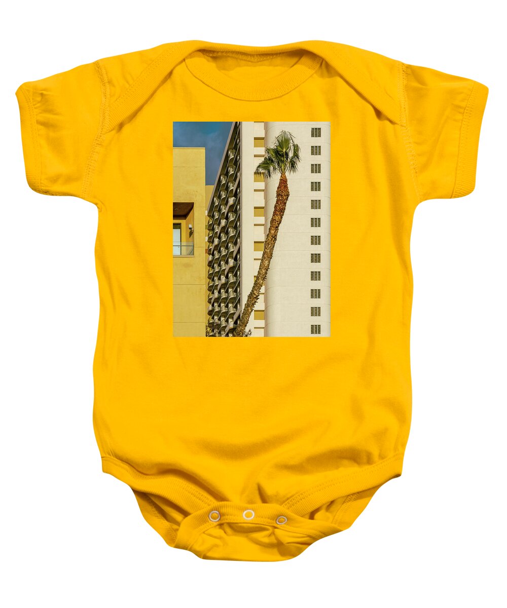 California Baby Onesie featuring the photograph Palm Tree and Art Deco by Liz Albro