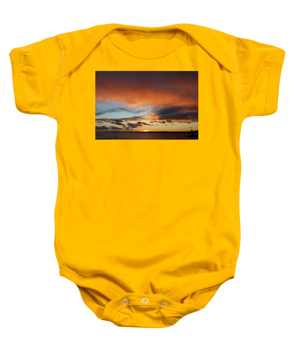 Sunset Baby Onesie featuring the photograph Pink Clouds by Andrea Whitaker