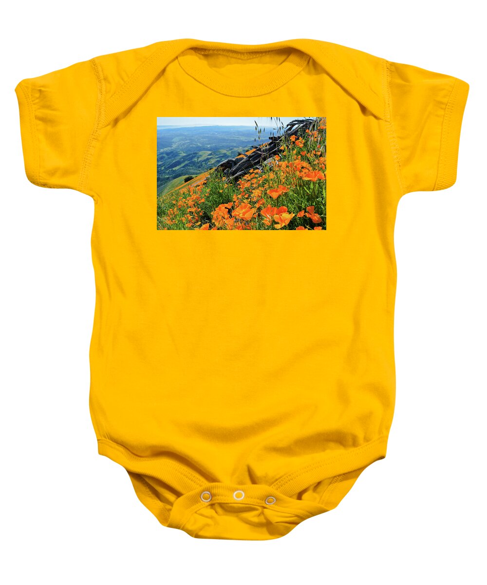 California Baby Onesie featuring the photograph Poppy Mountain by Kyle Hanson