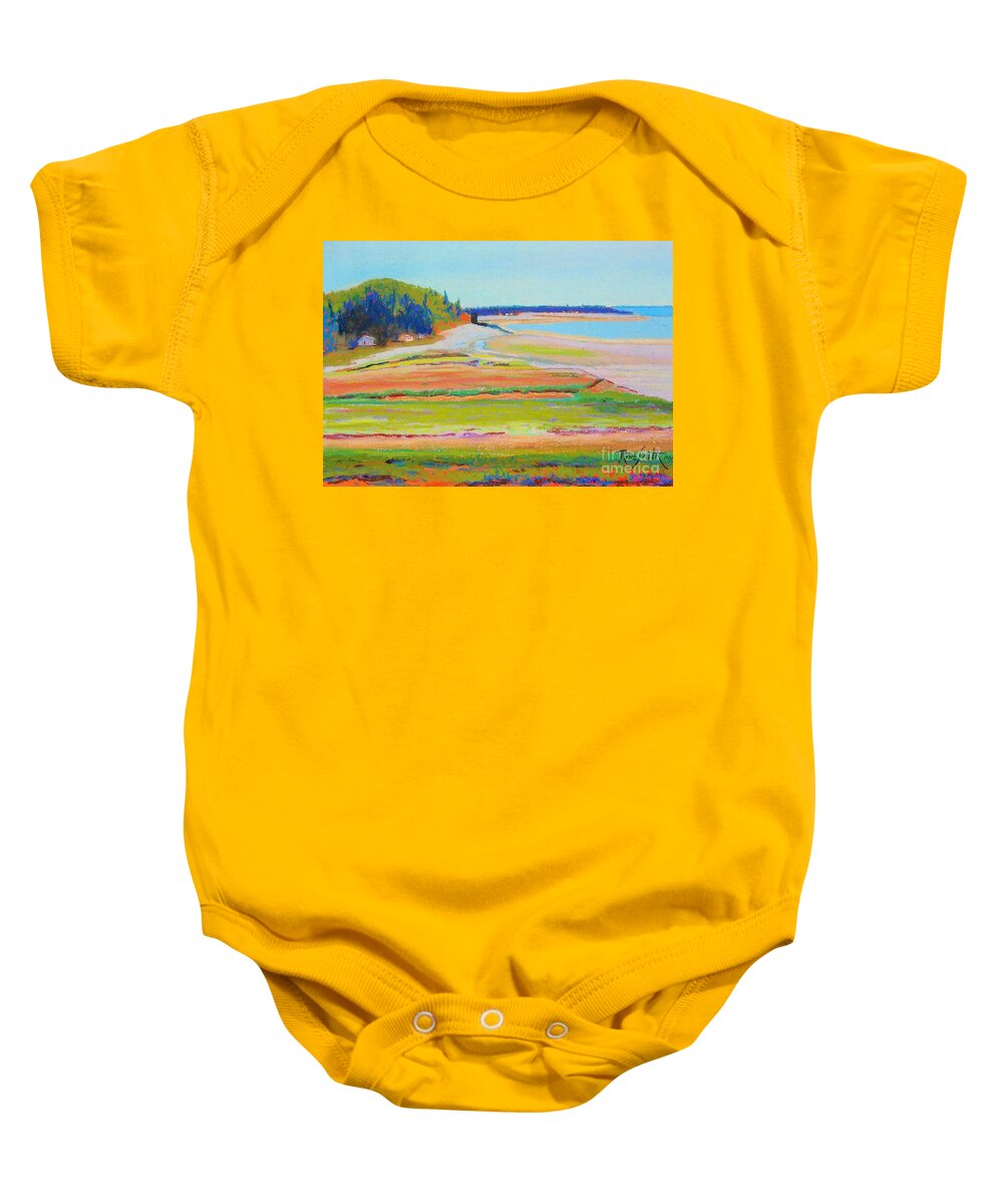 Pastels Baby Onesie featuring the pastel Portapeque Beach by Rae Smith PAC
