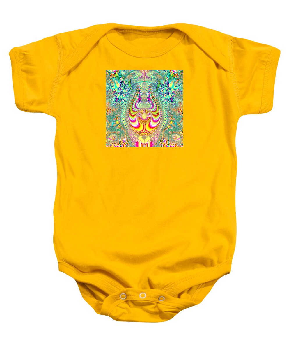Psychedelic Topsy Turvy Thoughts Fractal 118 Baby Onesie featuring the digital art Psychedelic Topsy Turvy Thoughts Fractal 118 by Rose Santuci-Sofranko