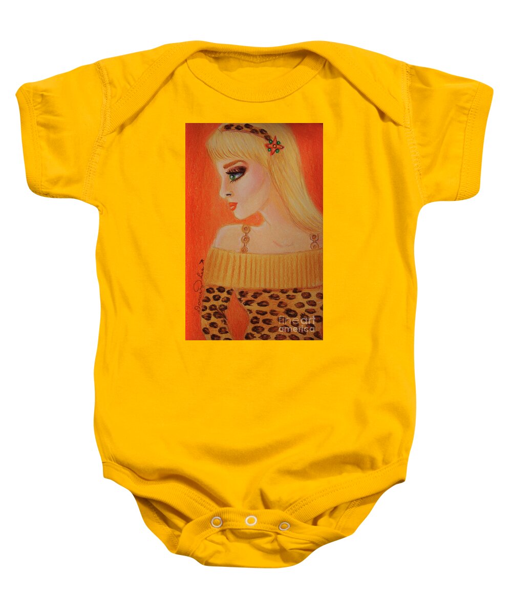 Fashion Baby Onesie featuring the painting Purrfect Sweater by Dorothy Lee