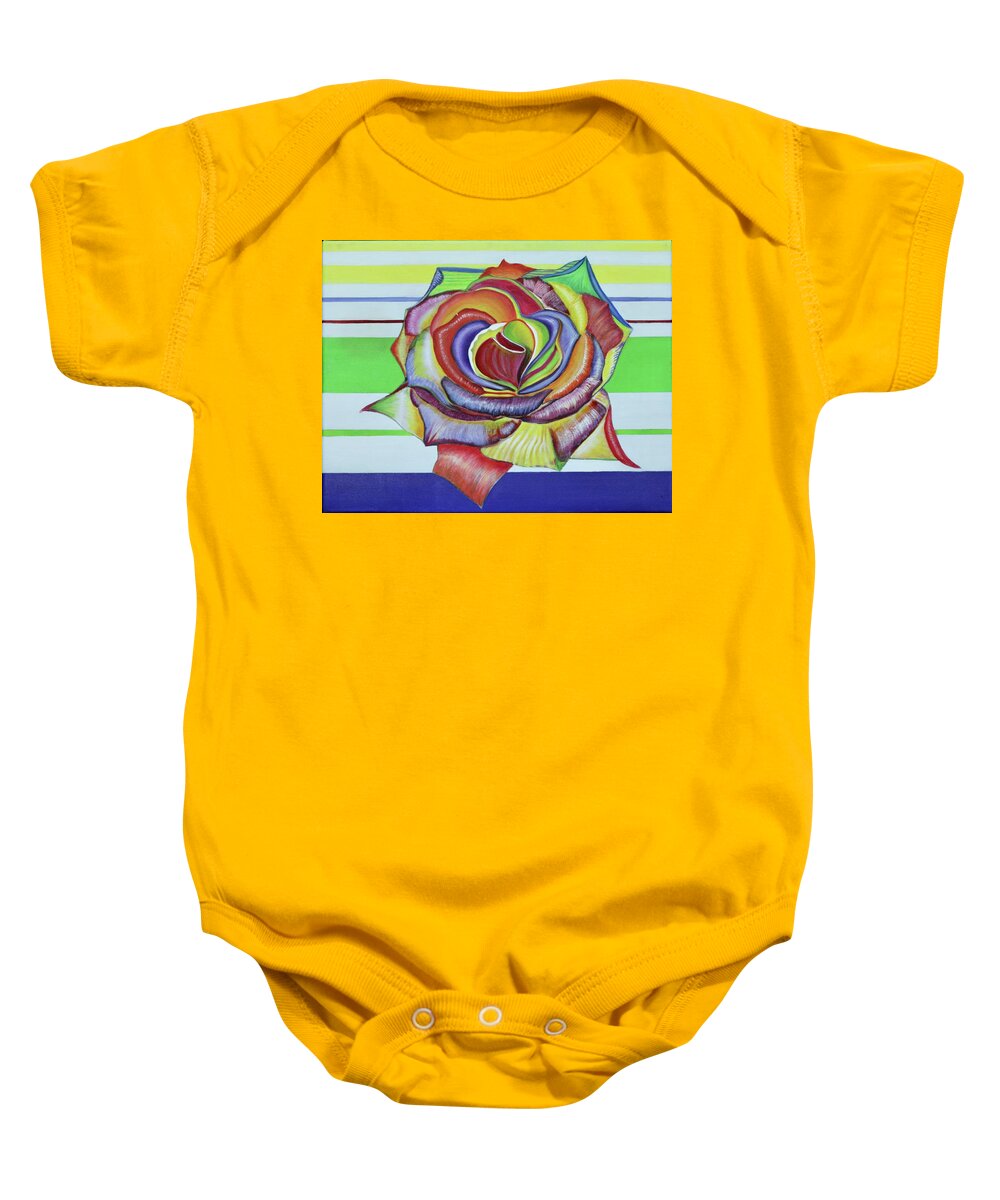 Rose Baby Onesie featuring the painting Rainbow Rose by Dorsey Northrup