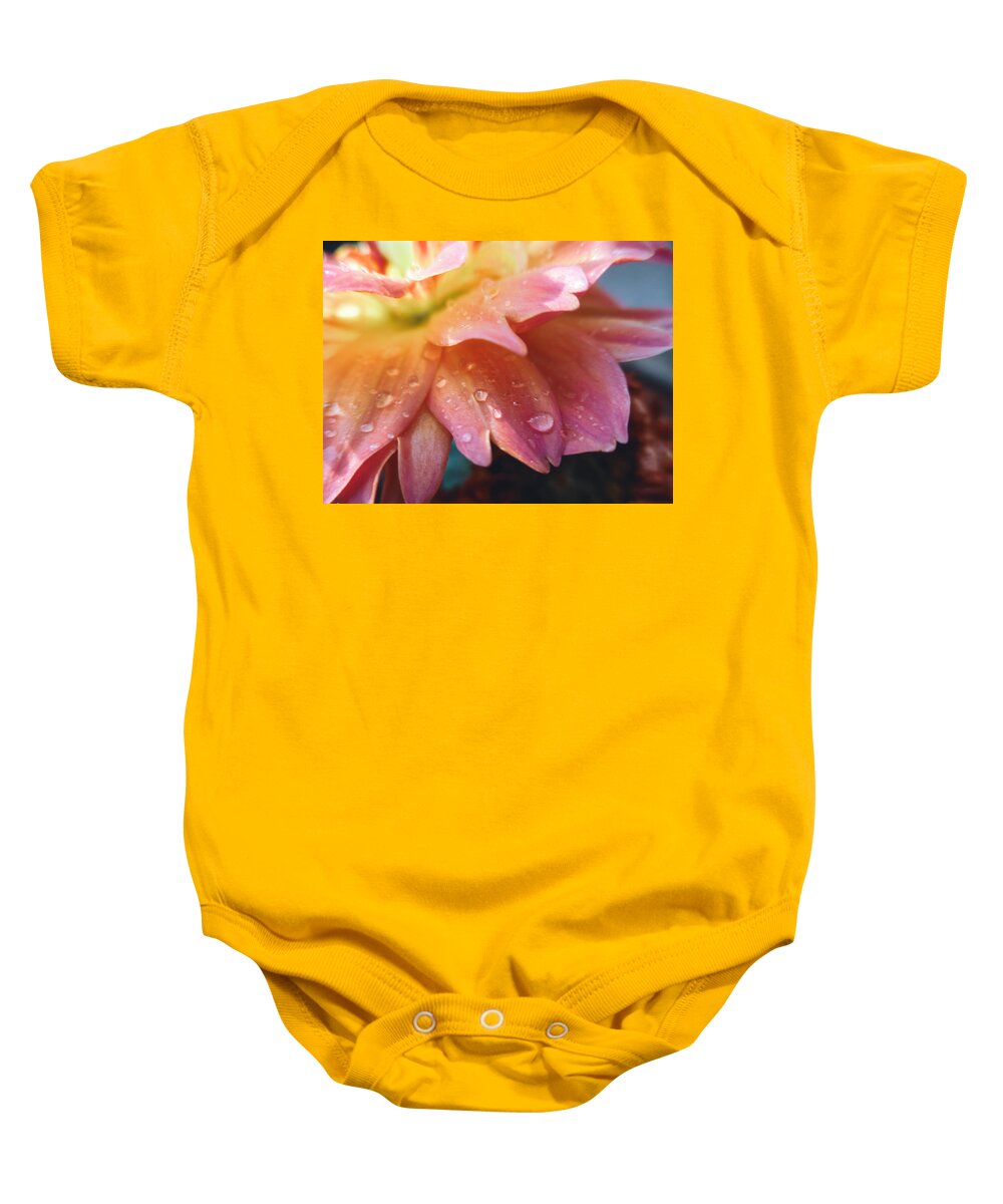Dahlia Pinnata Baby Onesie featuring the photograph Raindrops and Petals by W Craig Photography