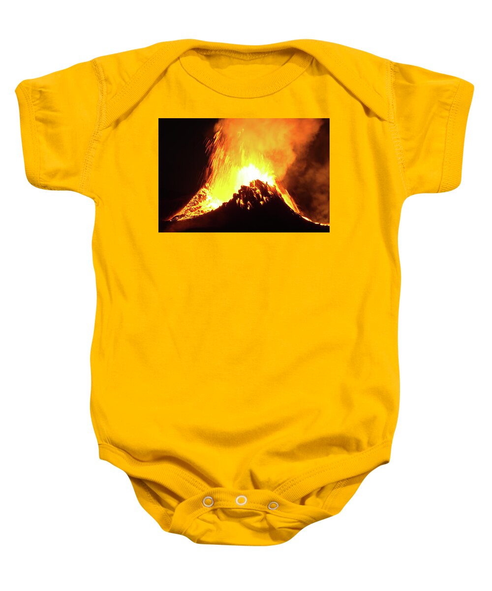 Volcano Baby Onesie featuring the photograph Shattered fire by Christopher Mathews
