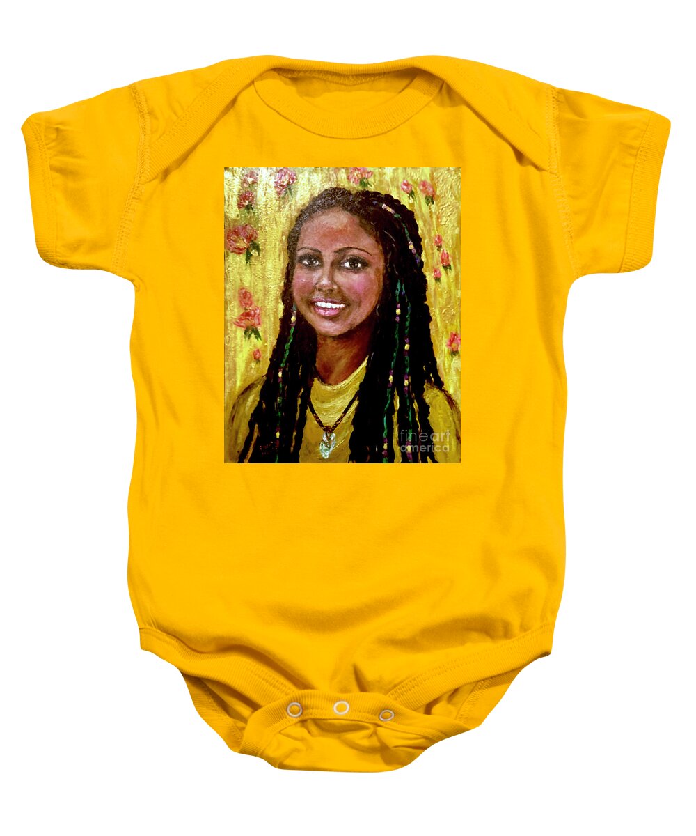Portrait Baby Onesie featuring the painting Soma Light of Life by Bonnie Marie