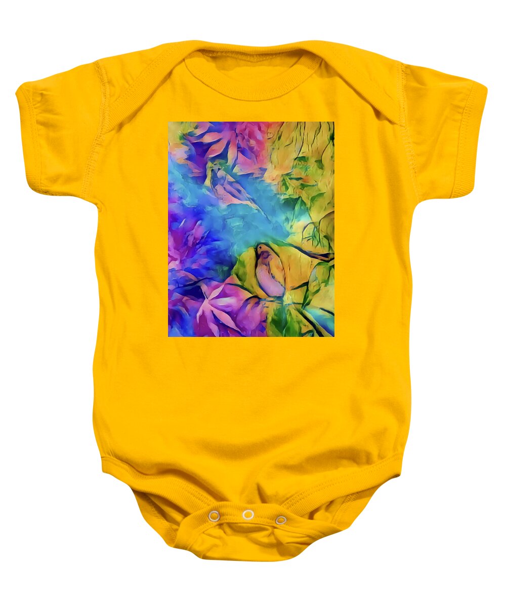 Story Baby Onesie featuring the painting Storybird by Lisa Kaiser