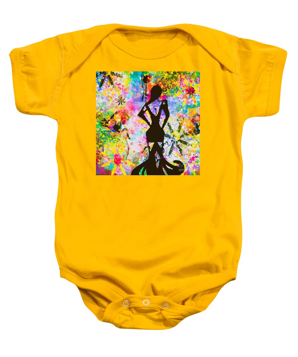 Glazeapp Baby Onesie featuring the mixed media Strike a Pose by Laurie's Intuitive