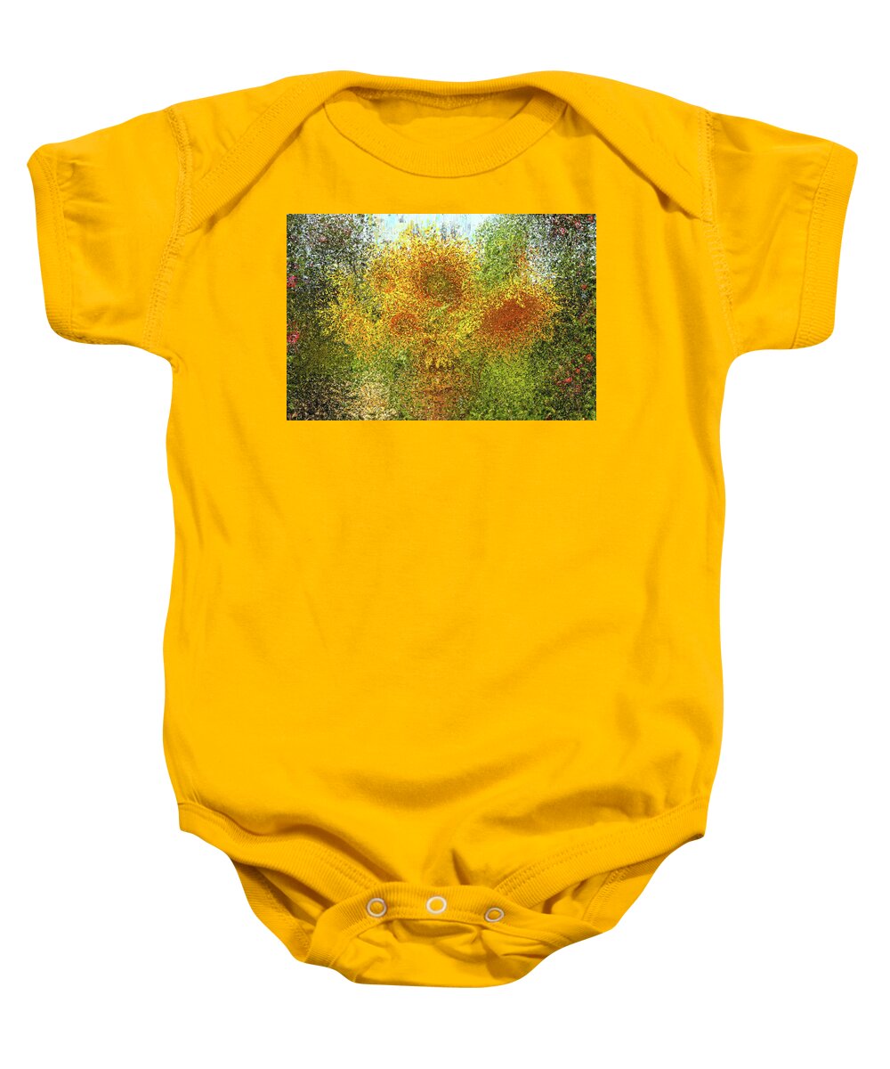 Sunflowers Baby Onesie featuring the painting Sunflowers by Alex Mir