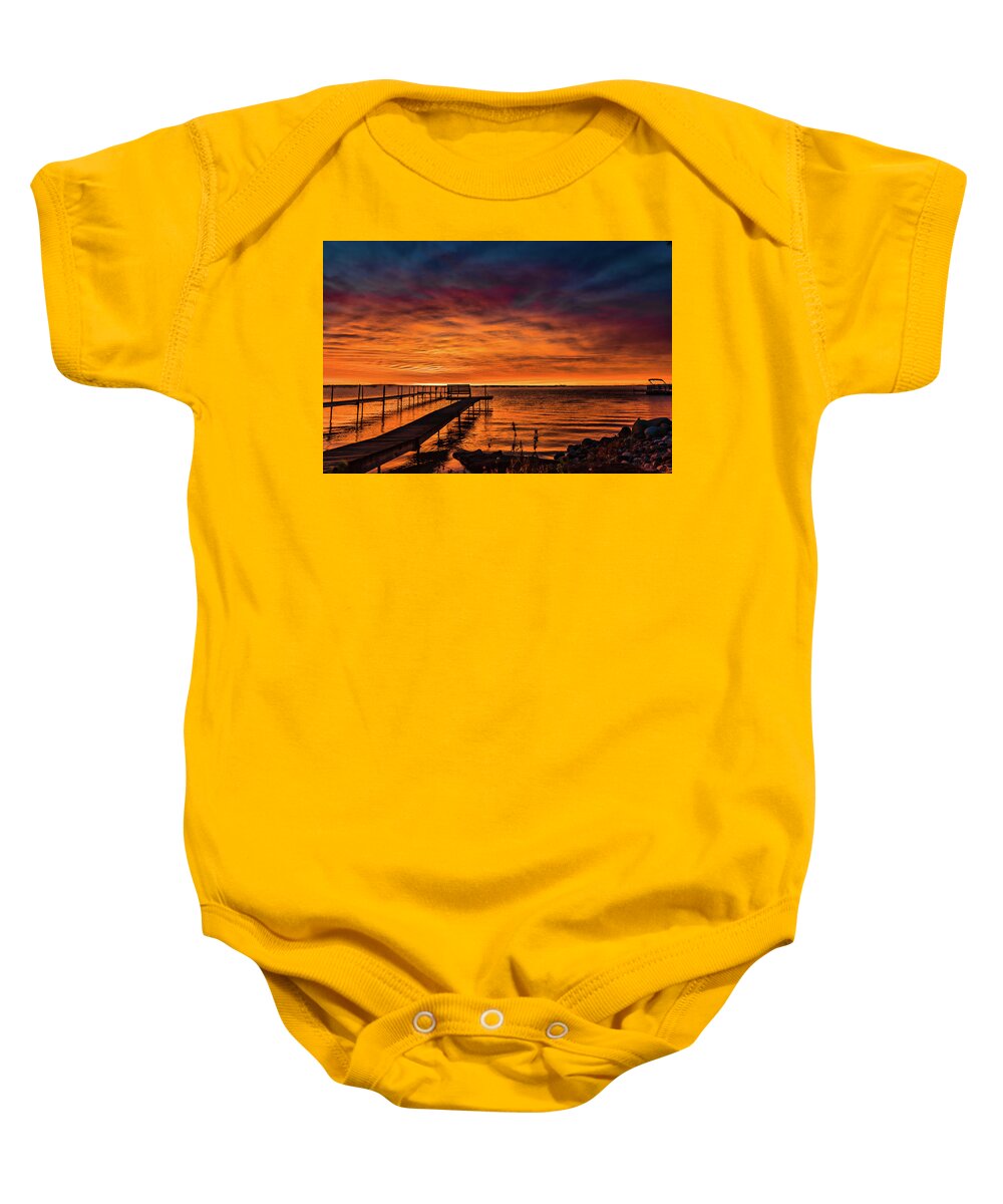 Nature Baby Onesie featuring the photograph Sunrise Caught Fire by Joe Holley