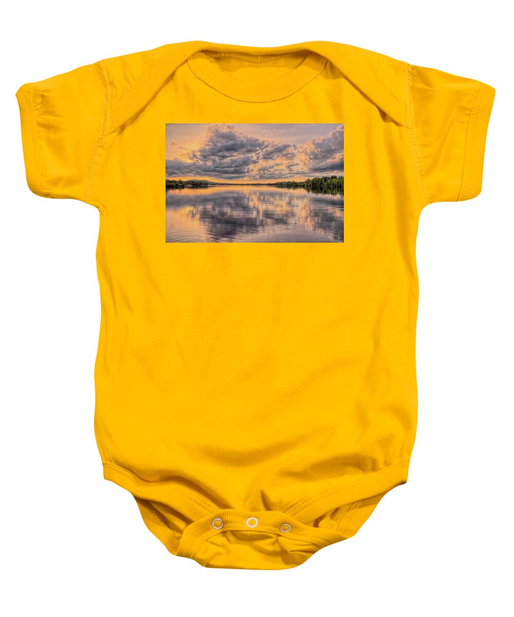 Weather Baby Onesie featuring the photograph Sunset Cumulus Clouds Over Lake Wausau by Dale Kauzlaric