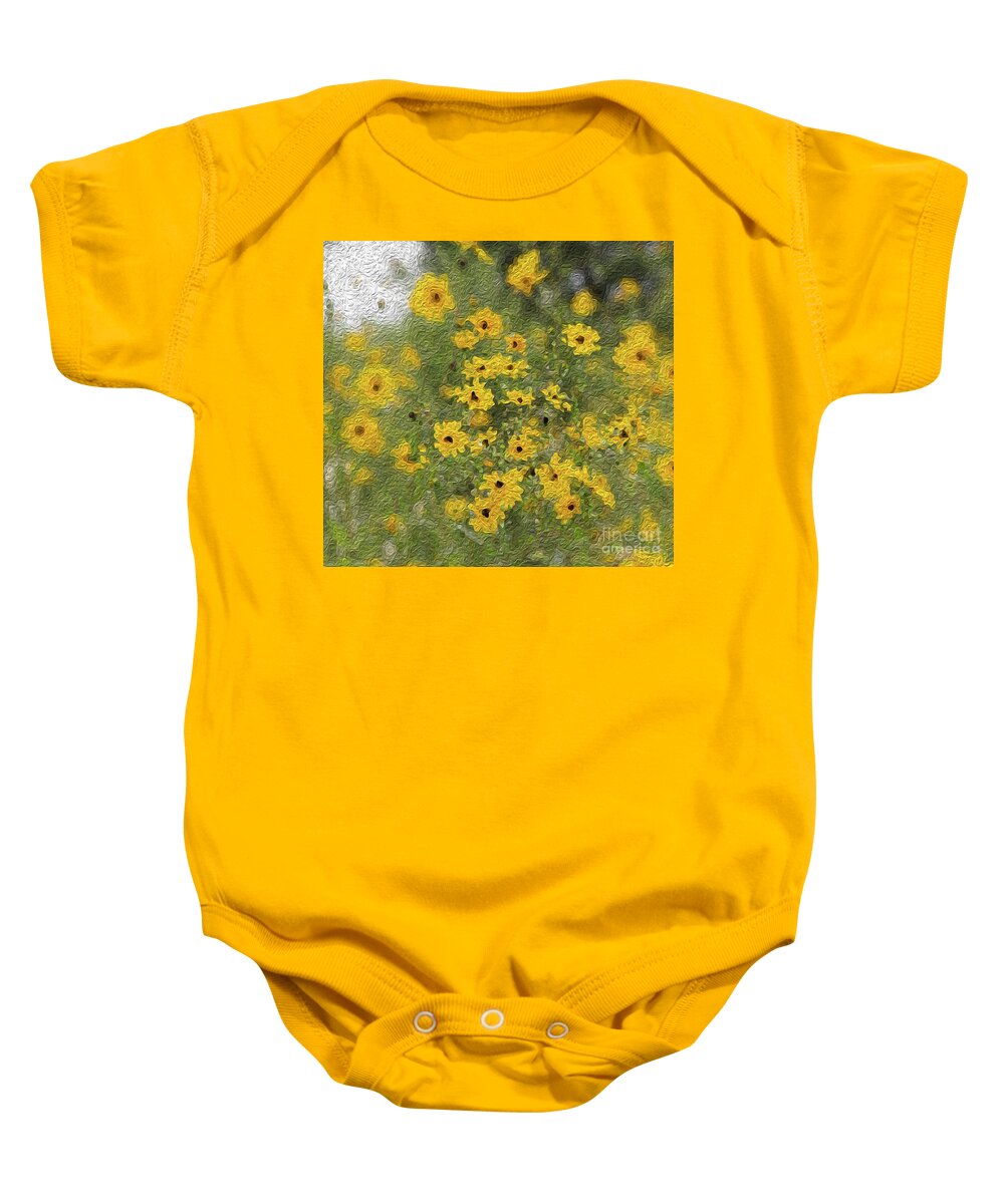 Swamp Flowers Baby Onesie featuring the digital art Swamp Sunflowers by Patti Powers