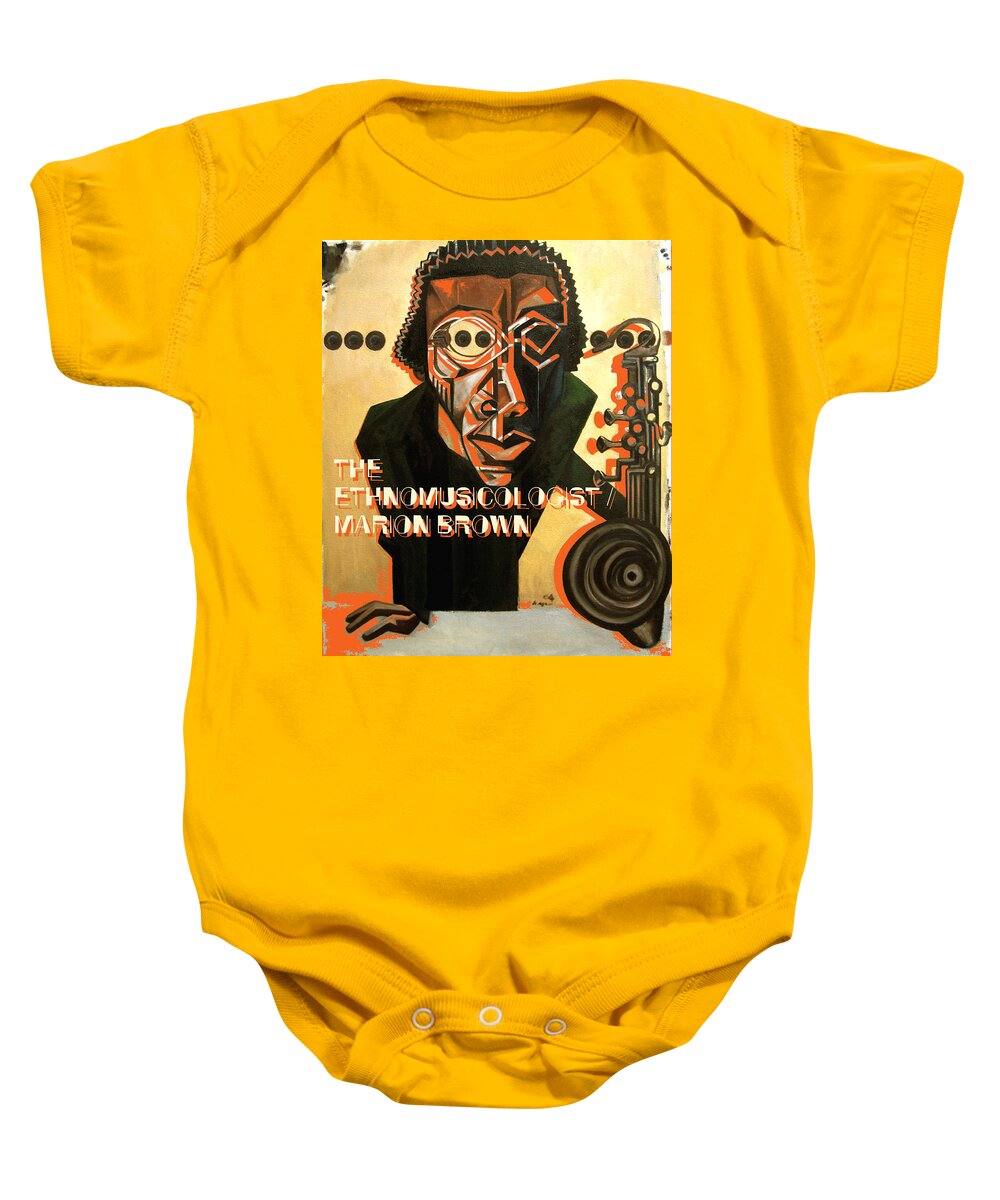 Marion Brown Baby Onesie featuring the mixed media The Ethnomusicologist / Marion Brown edi t2 by Martel Chapman