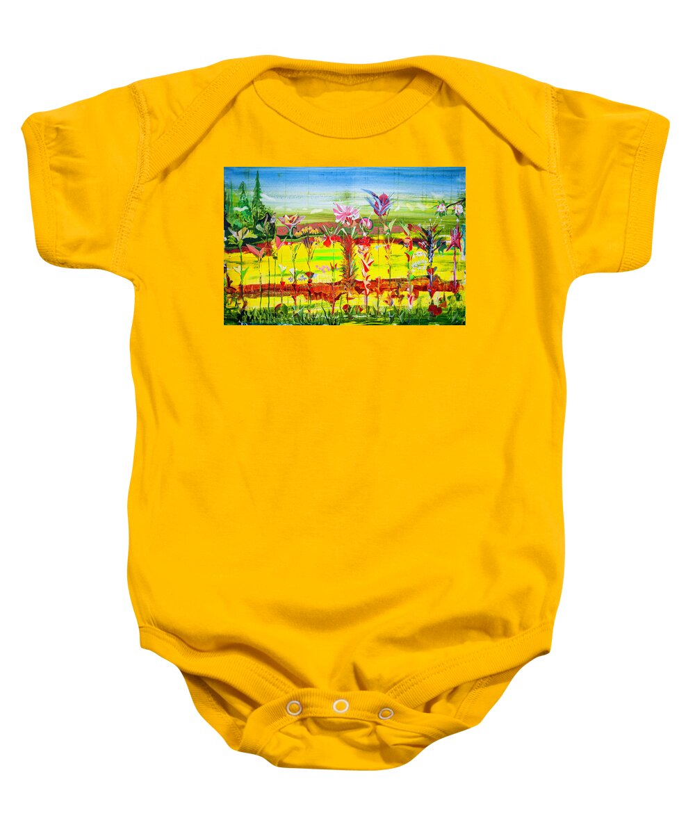 Garden Baby Onesie featuring the painting The Grounds Of Millington House III by James Lavott