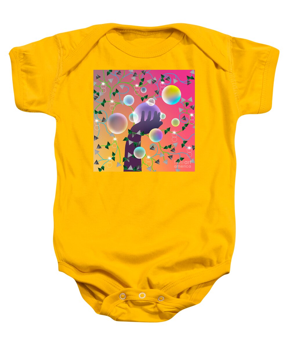 Unique Art Baby Onesie featuring the mixed media The Illusion Of Control by Diamante Lavendar