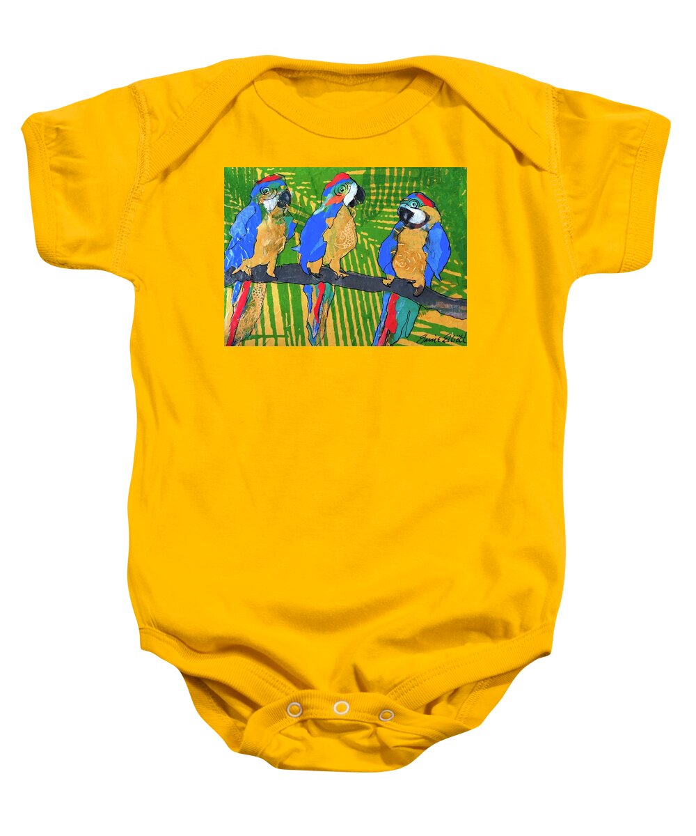 Parrot Painting Baby Onesie featuring the painting The Red Berets by Elaine Elliott