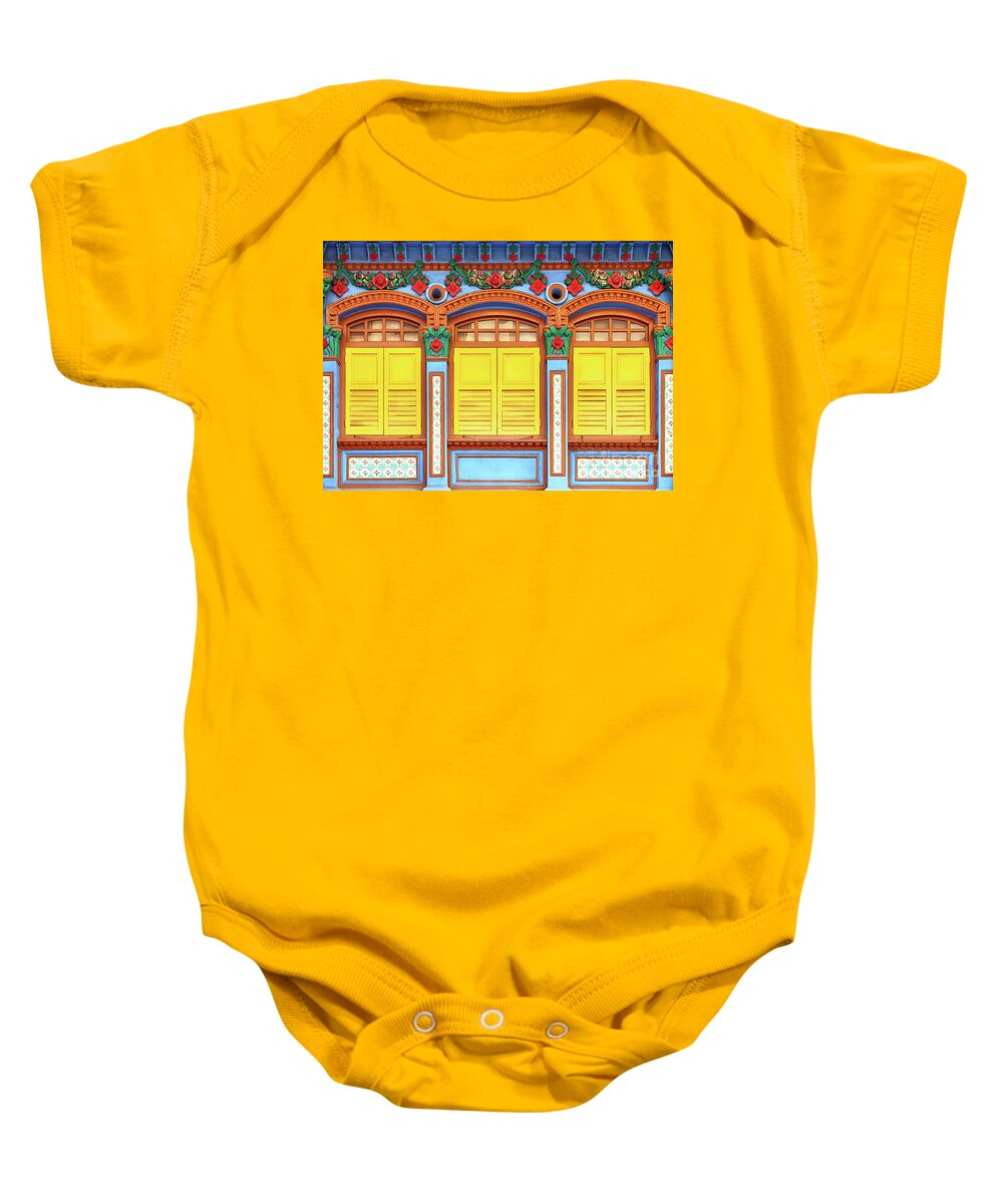 Singapore Baby Onesie featuring the photograph The Singapore Shophouse 20 by John Seaton Callahan
