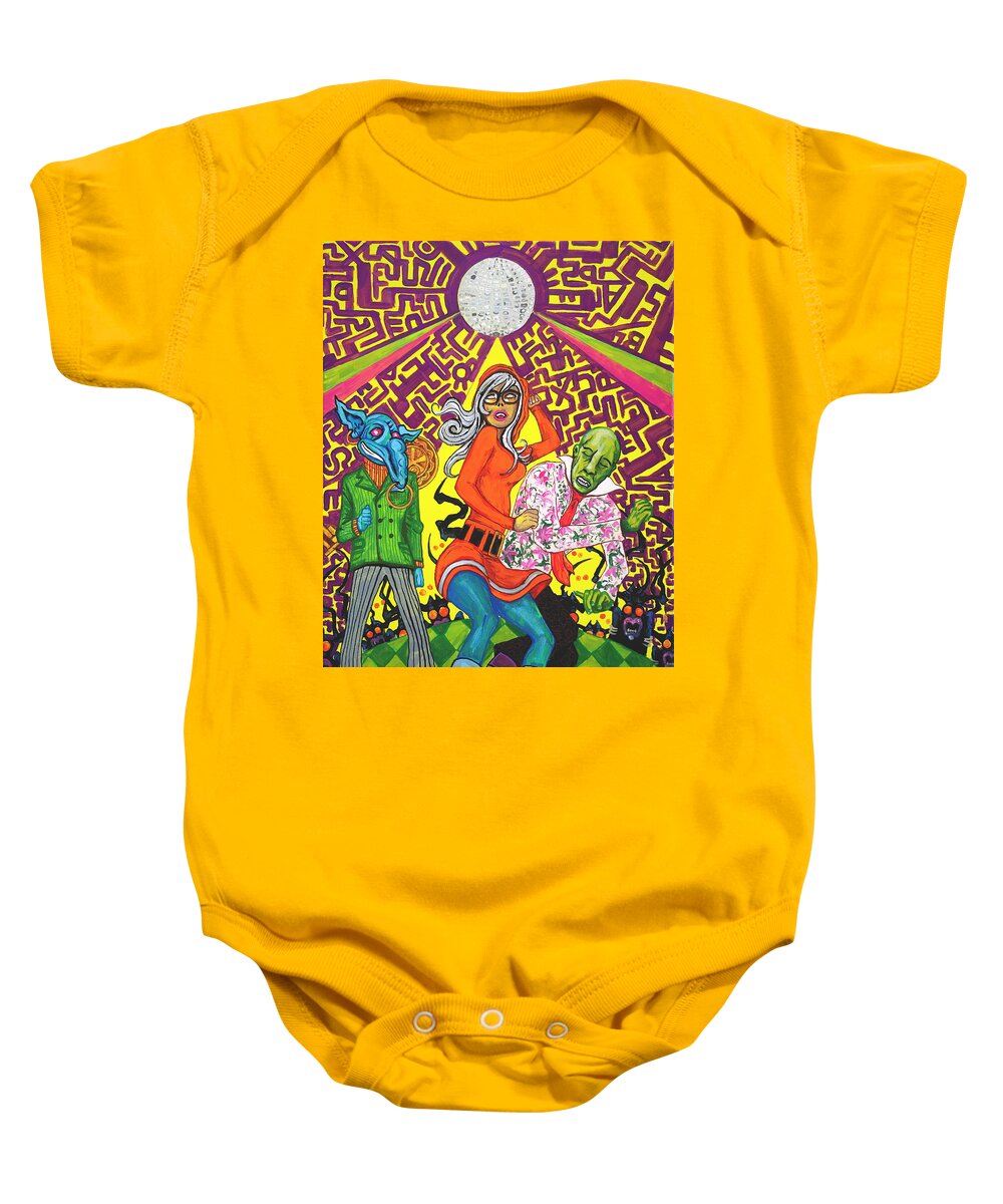 Artjwb Baby Onesie featuring the painting The Snoot Hits the Disco by Jacob Wayne Bryner