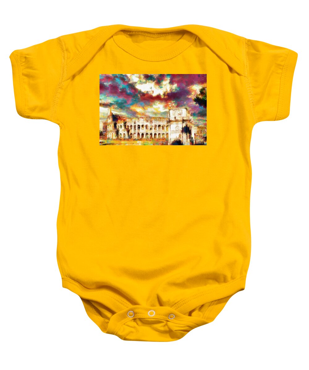 Colosseo Paint Baby Onesie featuring the photograph This Abstract Colosseum Art Will Transform Your Space into a Reflection of Rome's Majestic Beauty. by Stefano Senise