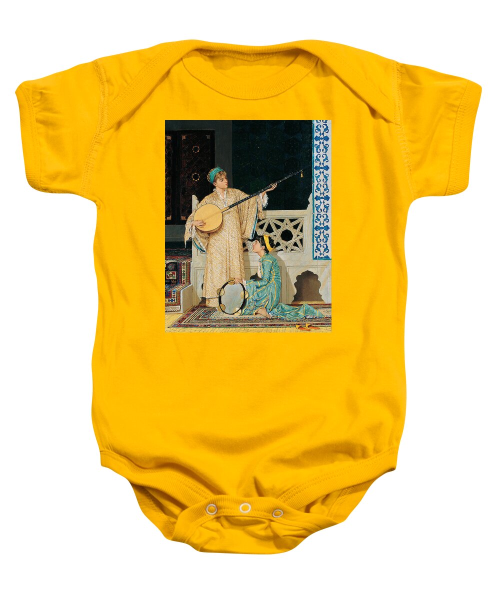 Woman Baby Onesie featuring the photograph Two Musicians Women by Munir Alawi