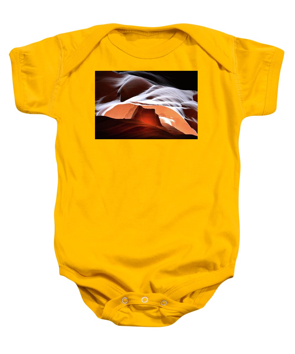 Upper Slot Canyon Baby Onesie featuring the photograph Upper Antelope Canyon by Barbara Sophia Photography