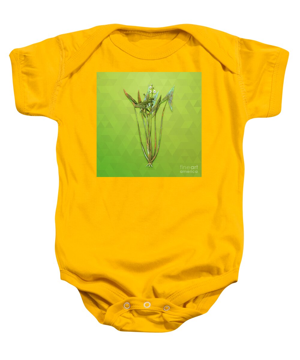 Botanicals Baby Onesie featuring the mixed media Vintage Arrowhead Botanical Art on Love Bird Green n.0788 by Holy Rock Design