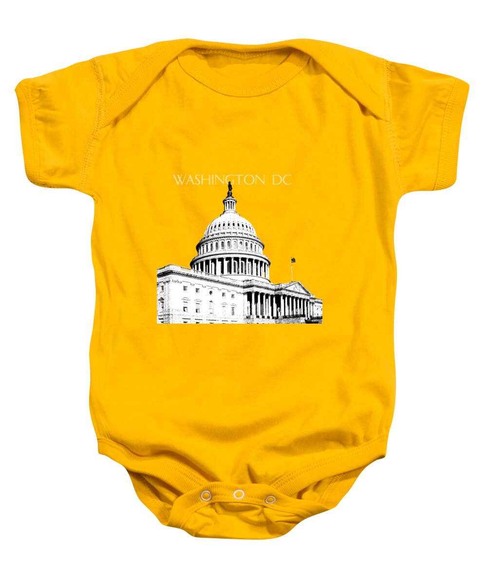 Architecture Baby Onesie featuring the digital art Washington DC Skyline The Capital Building - Gold by DB Artist